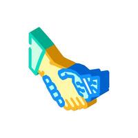 human and robot handshake ai integration isometric icon illustration vector