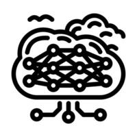 cloud computing network ai integration line icon illustration vector