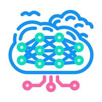 cloud computing network ai integration color icon illustration vector