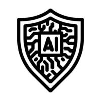 security shield with ai deep learning line icon illustration vector