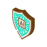 security shield with ai deep learning isometric icon illustration vector