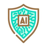 security shield with ai deep learning color icon illustration vector