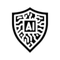 security shield with ai deep learning glyph icon illustration vector