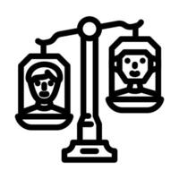 ethical ai balance scale deep learning line icon illustration vector