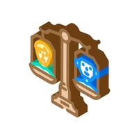 ethical ai balance scale deep learning isometric icon illustration vector