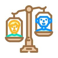 ethical ai balance scale deep learning color icon illustration vector