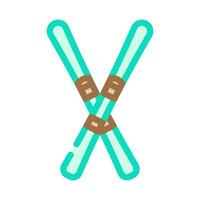 pair skis crossed mountain winter color icon illustration vector