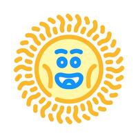 smiling cute sun character color icon illustration vector