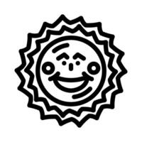 blushing cheeks cute sun character line icon illustration vector
