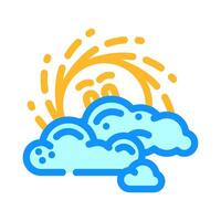 peeking through clouds sun character color icon illustration vector
