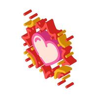 flickering heart strong feelings isometric icon illustration vector