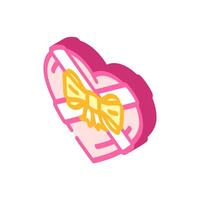 heart gift ribbon bow isometric icon illustration vector