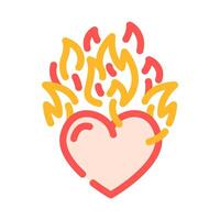 heart on fire color icon illustration vector