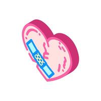 heart bandage patch recovery isometric icon illustration vector