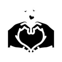 hands heart gesture glyph icon illustration vector