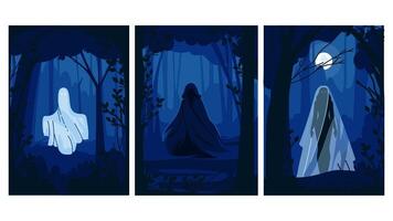ghost haunted forest vector
