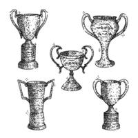 trophy set sketch hand vector