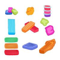 modeling clay toy set cartoon illustration vector