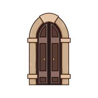 romanesque ancient medieval door cartoon illustration vector