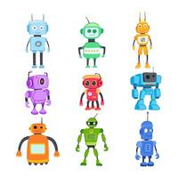 robot toy set cartoon illustration vector