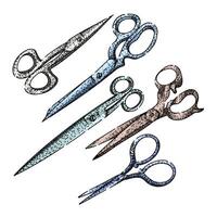 scissors set sketch hand drawn vintage vector
