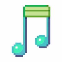 Pixel Art Music Note Retro 8 Bit Style Illustration vector