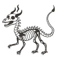skeleton dragon illustration mythical fantasy creature with skeletal bones and fierce expression vector
