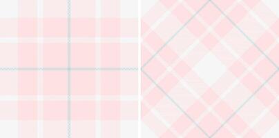 Delicate pastel pink and white plaid patterns perfect for backgrounds, textiles, or packaging. Subtle textures create a soft, feminine aesthetic. Ideal for branding, websites, or crafting projects. vector