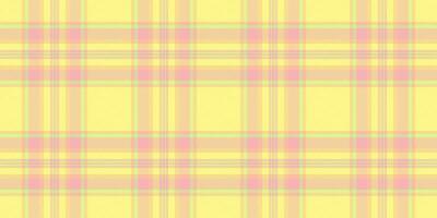 Pastel yellow and pink plaid pattern. Perfect for backgrounds, textiles, or website design. Soft, cheerful aesthetic evokes feelings of warmth and comfort. Ideal for spring or summer projects. vector