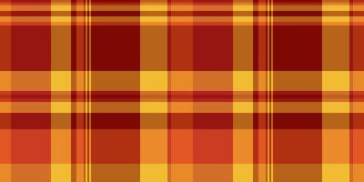 Asymmetric seamless check fabric, handsome texture pattern. Revival background textile tartan plaid in orange and red colors. vector