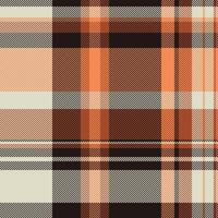 Loft fabric textile texture, pretty background pattern . Rough seamless check plaid tartan in orange and black colors. vector