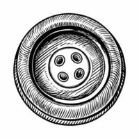 Hand Drawn Vintage Button Illustration in Black and White Design for Sewing and Craft Projects vector