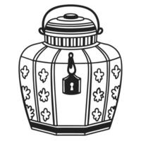 vintage ornate lantern illustration with intricate floral patterns, monochrome design vector