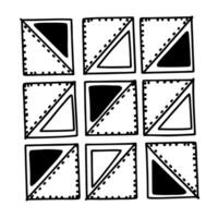 black and white geometric pattern, abstract squares and triangles design, modern art illustration vector