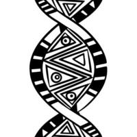 Abstract dna helix with geometric patterns in black and white design vector