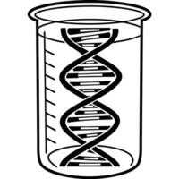 Dna helix structure inside laboratory beaker genetic research and biotechnology illustration vector