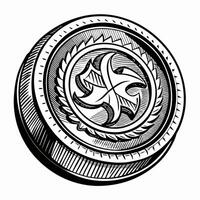 Intricate Monochrome Coin with Celtic Patterns in Style vector