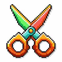 Vibrant Pixel Art Scissors Illustration for Digital Design Projects vector