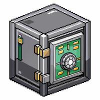Pixel Art Safe Vault Icon Retro Digital Security Design vector
