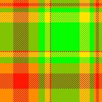 Vibrant plaid pattern in bold orange, red, yellow, and lime green. Perfect for textile design, website backgrounds, or adding a pop of color to any project. vector