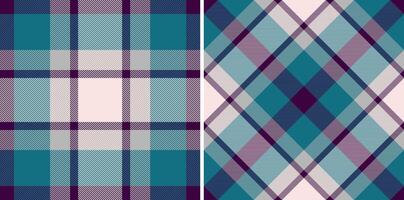 Elegant teal and purple plaid patterns, perfect for textile design, fashion, or website backgrounds. Two distinct styles offer versatility. vector