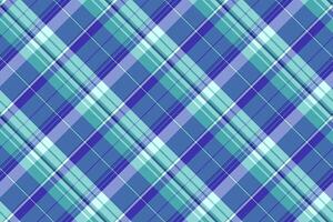 Tablecloth check seamless, skill pattern background texture. Birthday tartan textile plaid fabric in cyan and blue colors. vector