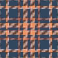 Elegant muted orange and peach plaid pattern on a deep blue background. Perfect for autumnal designs, textile prints, or website backgrounds. Evokes a sense of warmth and understated sophistication. vector