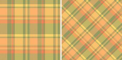 Two seamless autumnal plaid patterns in warm earthy tones. Perfect for fallthemed designs, textile prints, or website backgrounds. vector