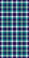 Regular pattern background, large check texture textile. Filigree seamless tartan plaid fabric in dark and teal colors. vector