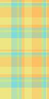 Vibrant pastel plaid pattern in yellow, orange, and aqua. Perfect for textile design, website backgrounds, or cheerful branding. This cheerful, seamless texture evokes feelings of spring and summer. vector