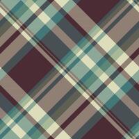 Elegant diagonal plaid pattern in muted earth tones and teal. Perfect for textile design, website backgrounds, or fashion projects. vector