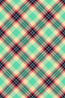 Overlay check tartan background, floor plaid pattern texture. Filigree fabric seamless textile in wheat and mint colors. vector