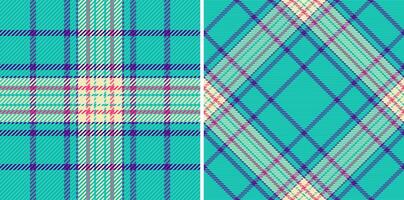 Vibrant teal plaid patterns, perfect for textile design, fashion, or web backgrounds. Two distinct yet complementary styles offer versatile design options. vector