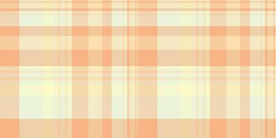 Soft peach and cream plaid pattern. A delicate textile texture ideal for backgrounds, website designs, or fashion projects. Evokes feelings of warmth, comfort, and springtime. vector